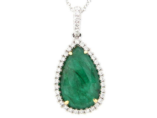EMERALD & DIAMOND PENDANT, 18KT (O)