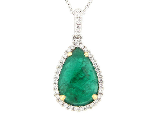EMERALD & DIAMOND PENDANT, 18KT (O)