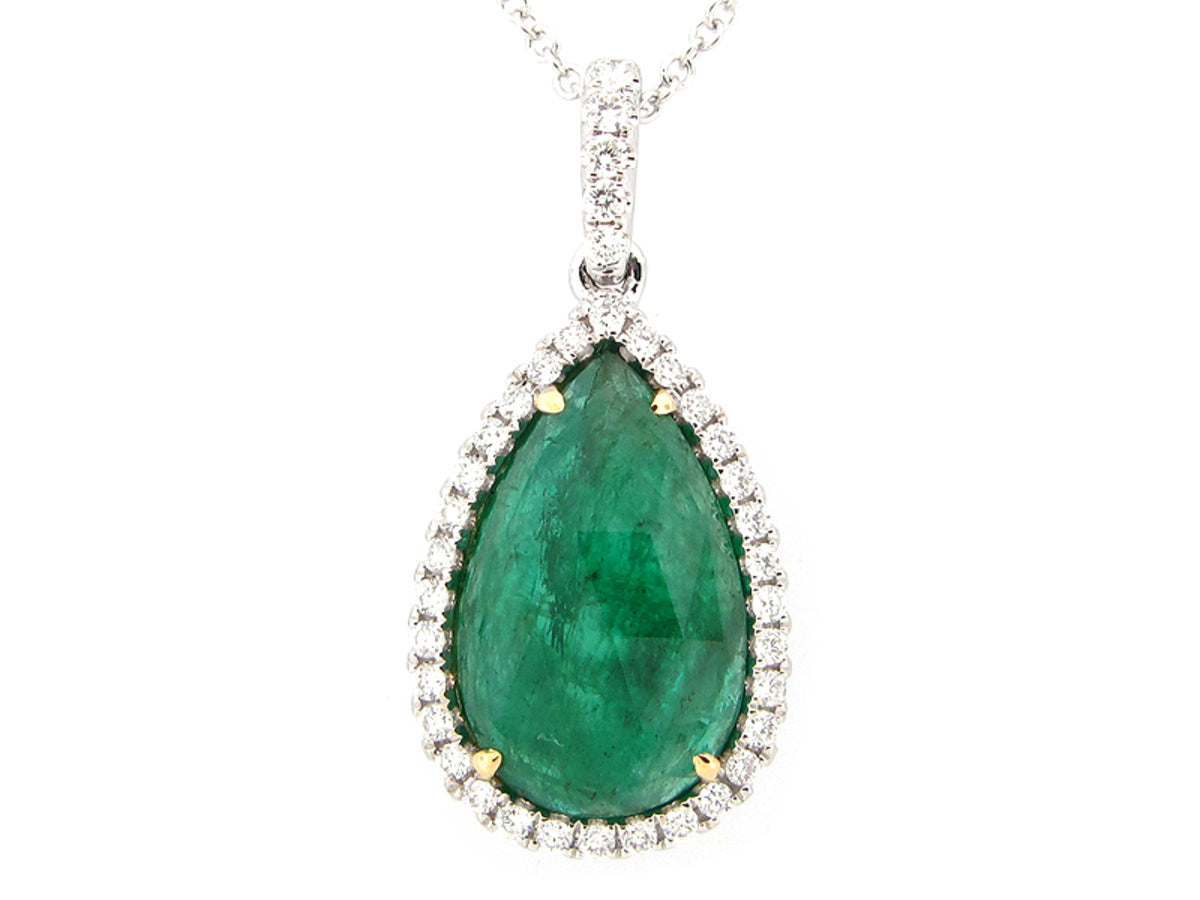 EMERALD & DIAMOND PENDANT, 18KT (O)