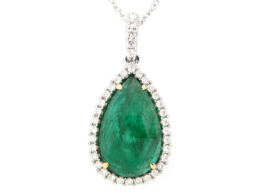 EMERALD & DIAMOND PENDANT, 18KT (O)