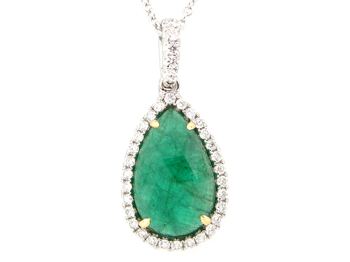 EMERALD & DIAMOND PENDANT, 18KT (O)