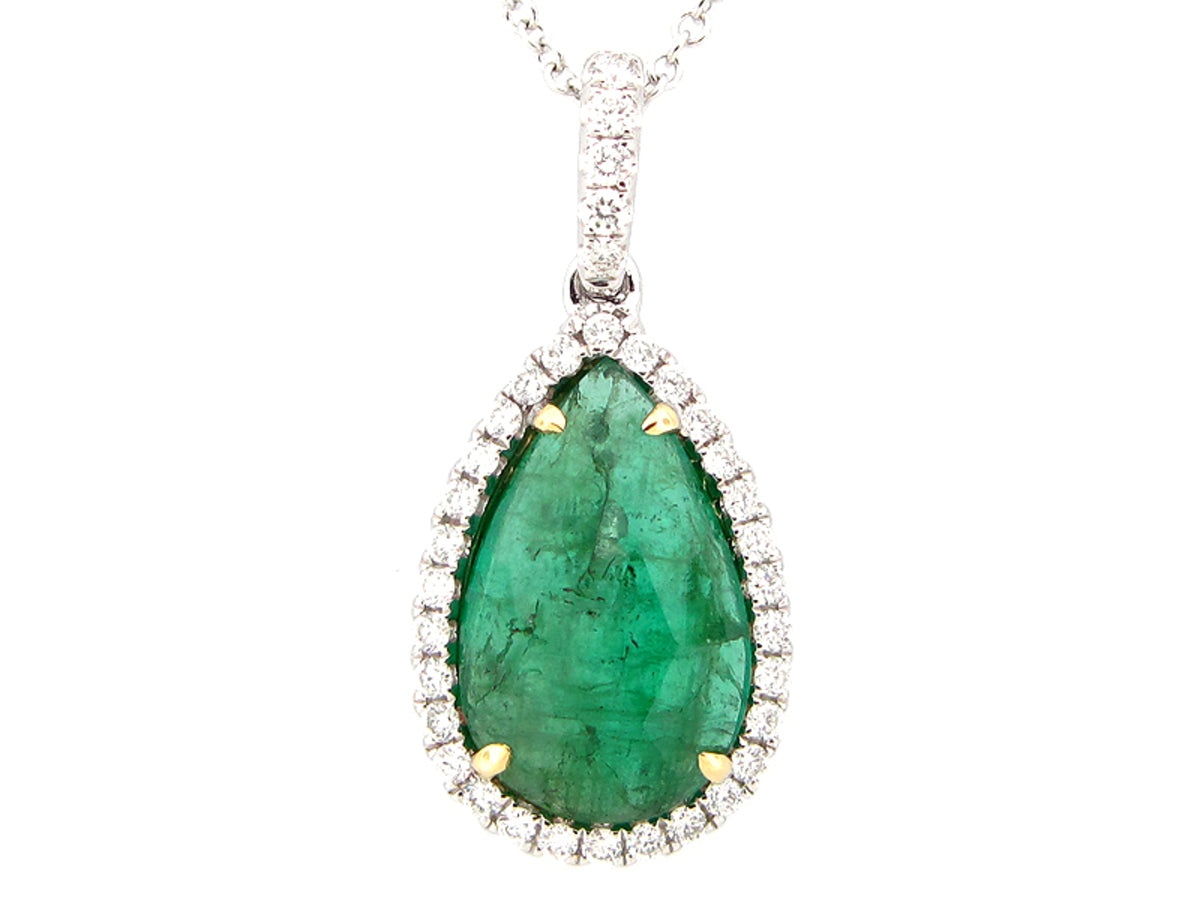 EMERALD & DIAMOND PENDANT, 18KT (O)