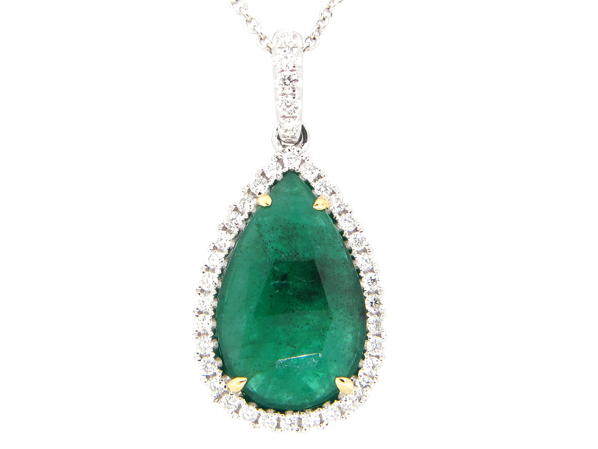 EMERALD & DIAMOND PENDANT, 18KT (O)