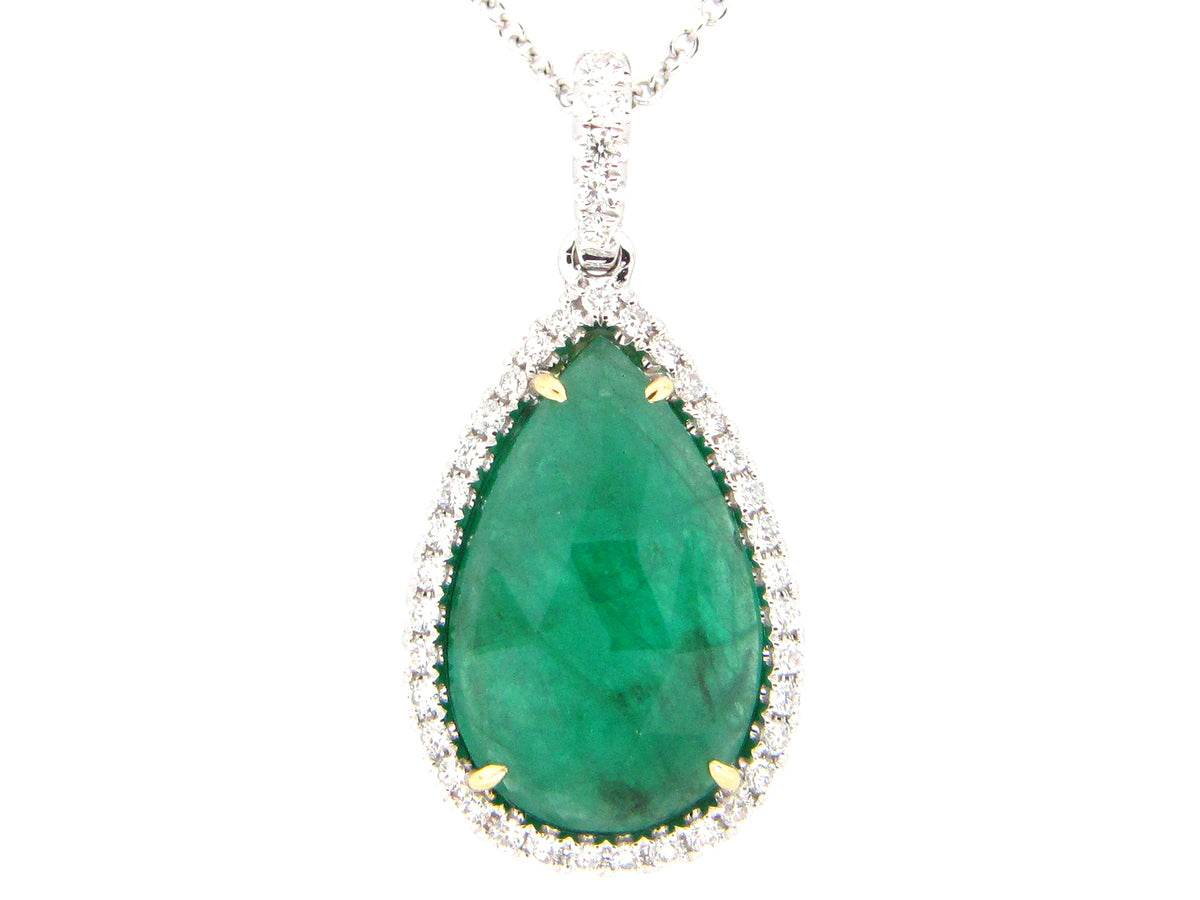 EMERALD & DIAMOND PENDANT, 18KT (O)