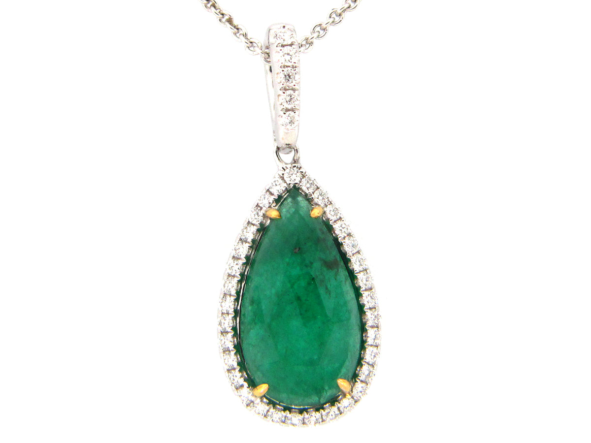 EMERALD & DIAMOND PENDANT, 18KT (O)