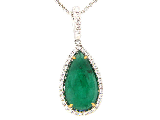 EMERALD & DIAMOND PENDANT, 18KT (O)