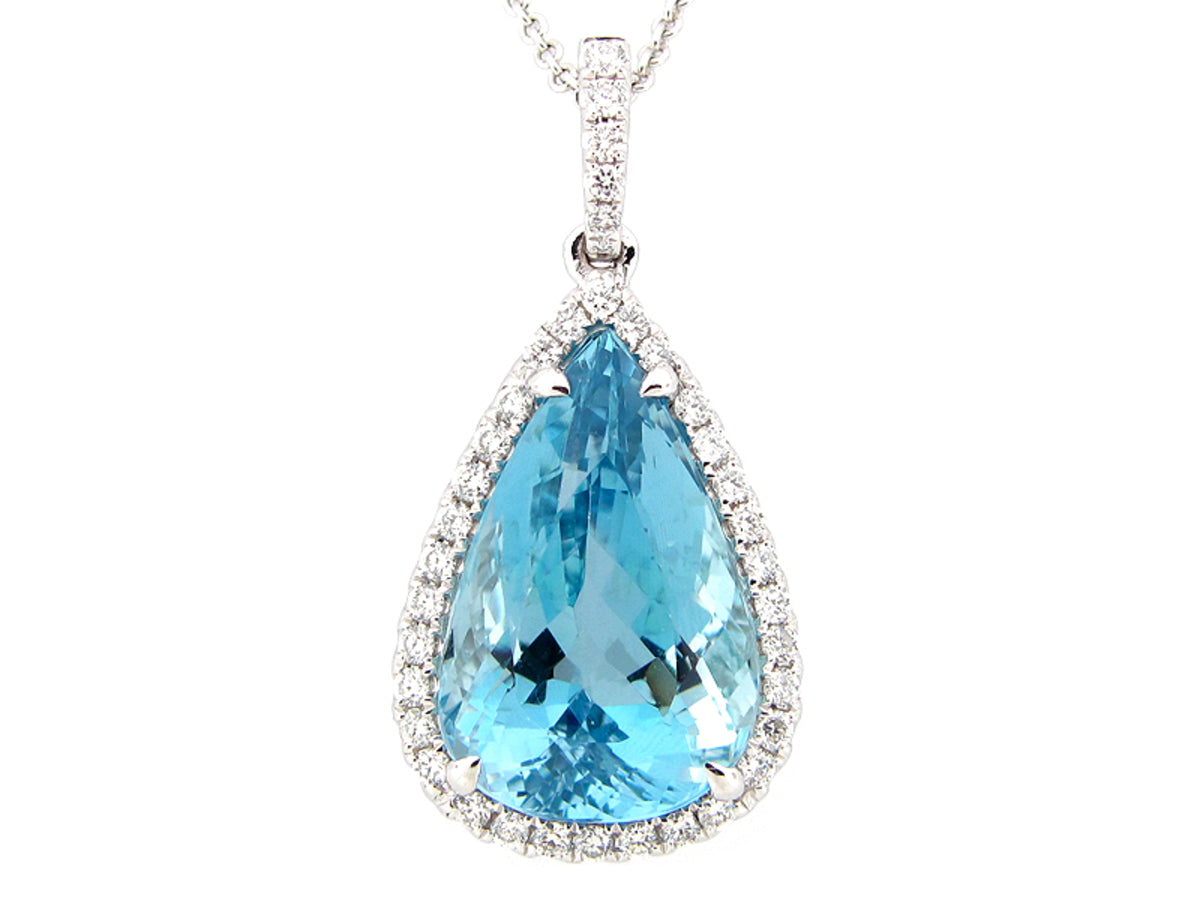 AQUA & DIAMOND PENDANT, 18KW (H)