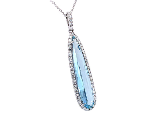 AQUA & DIAMOND PENDANT, 18KW (H)