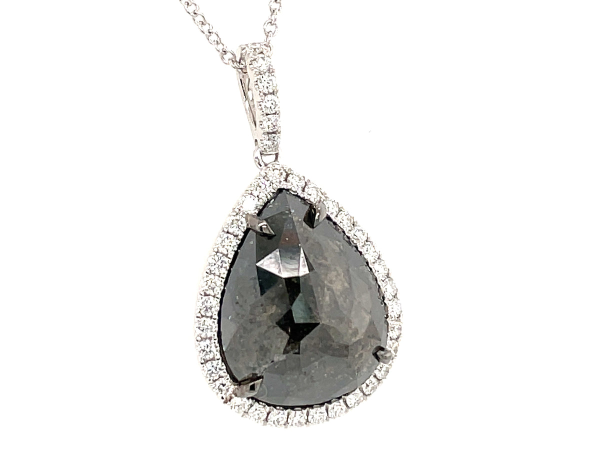 ROSE CUT NATURAL BLACK & WHITE PENDANT