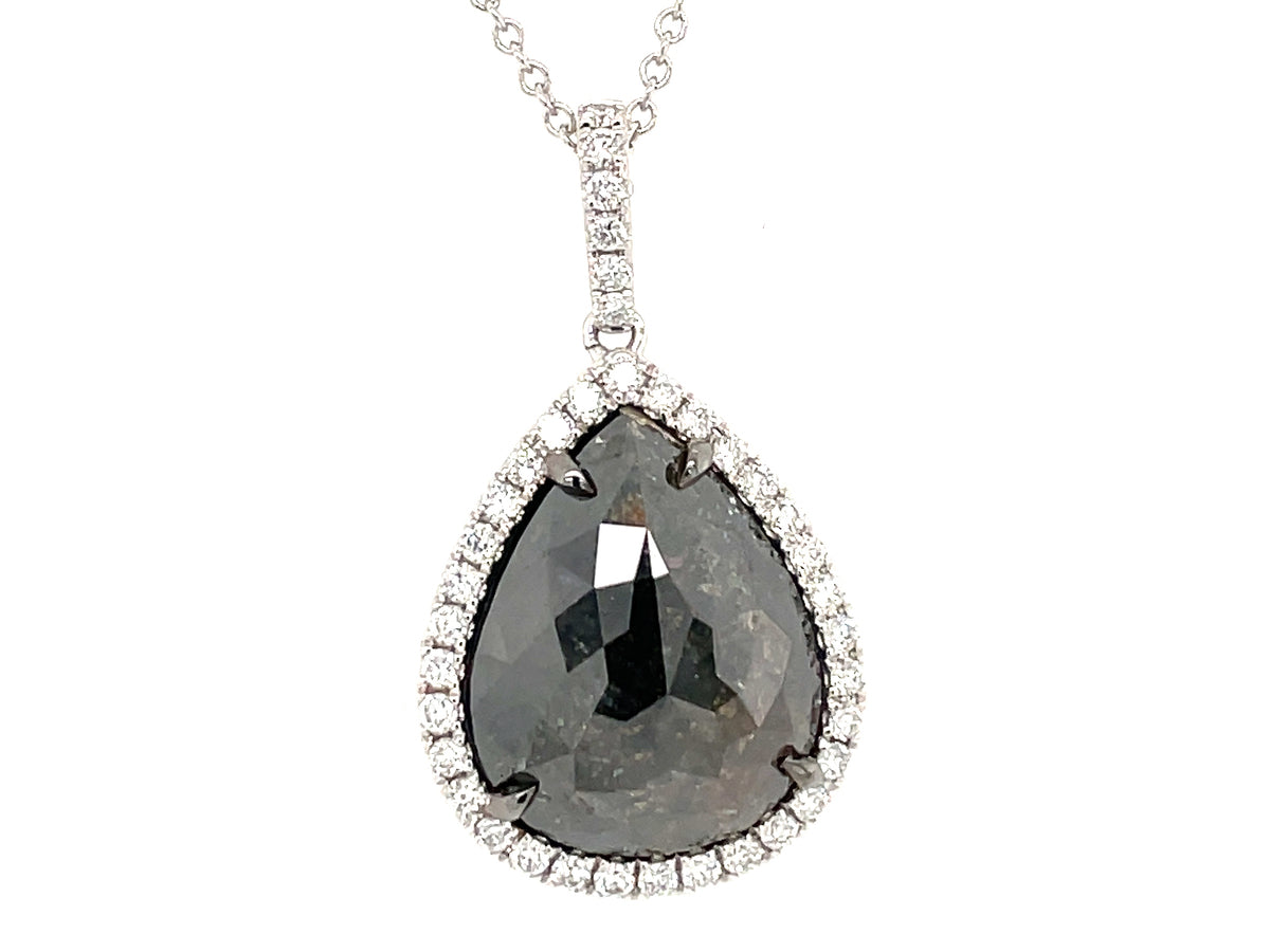 ROSE CUT NATURAL BLACK & WHITE PENDANT