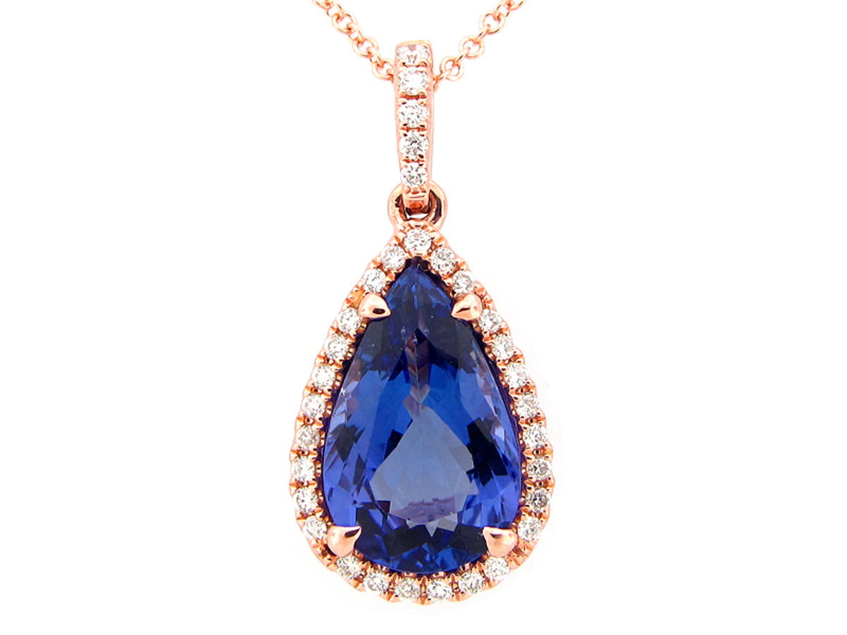 TANZANITE & DIAMOND PENDANT, 18KR (H), C=3.04