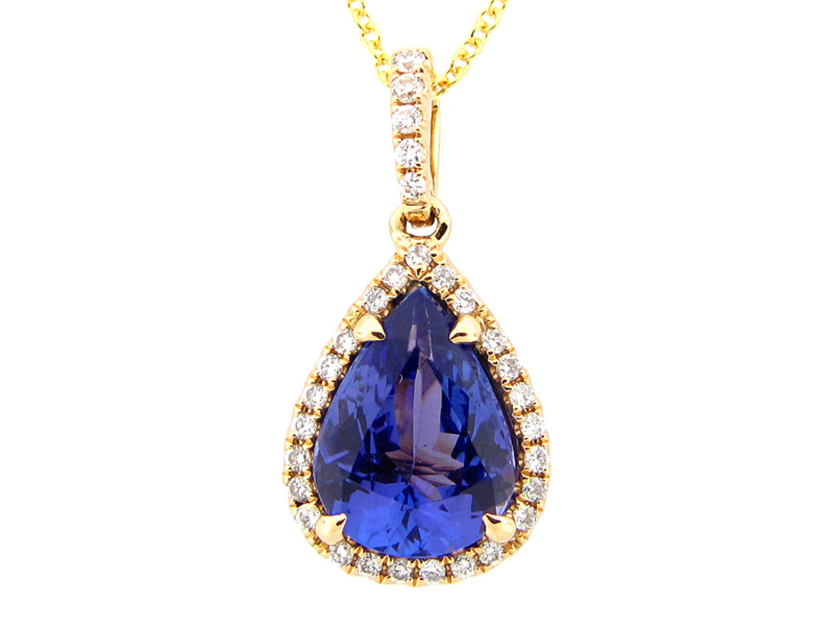 TANZANITE & DIAMOND PENDANT, 18KY (H), C=2.40