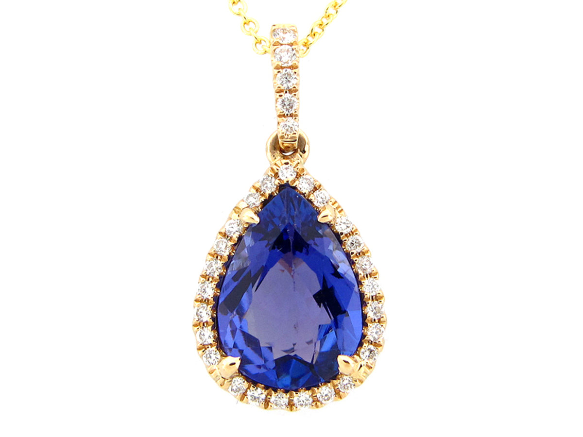 TANZANITE & DIAMOND PENDANT, 18KY (H), C=2.66