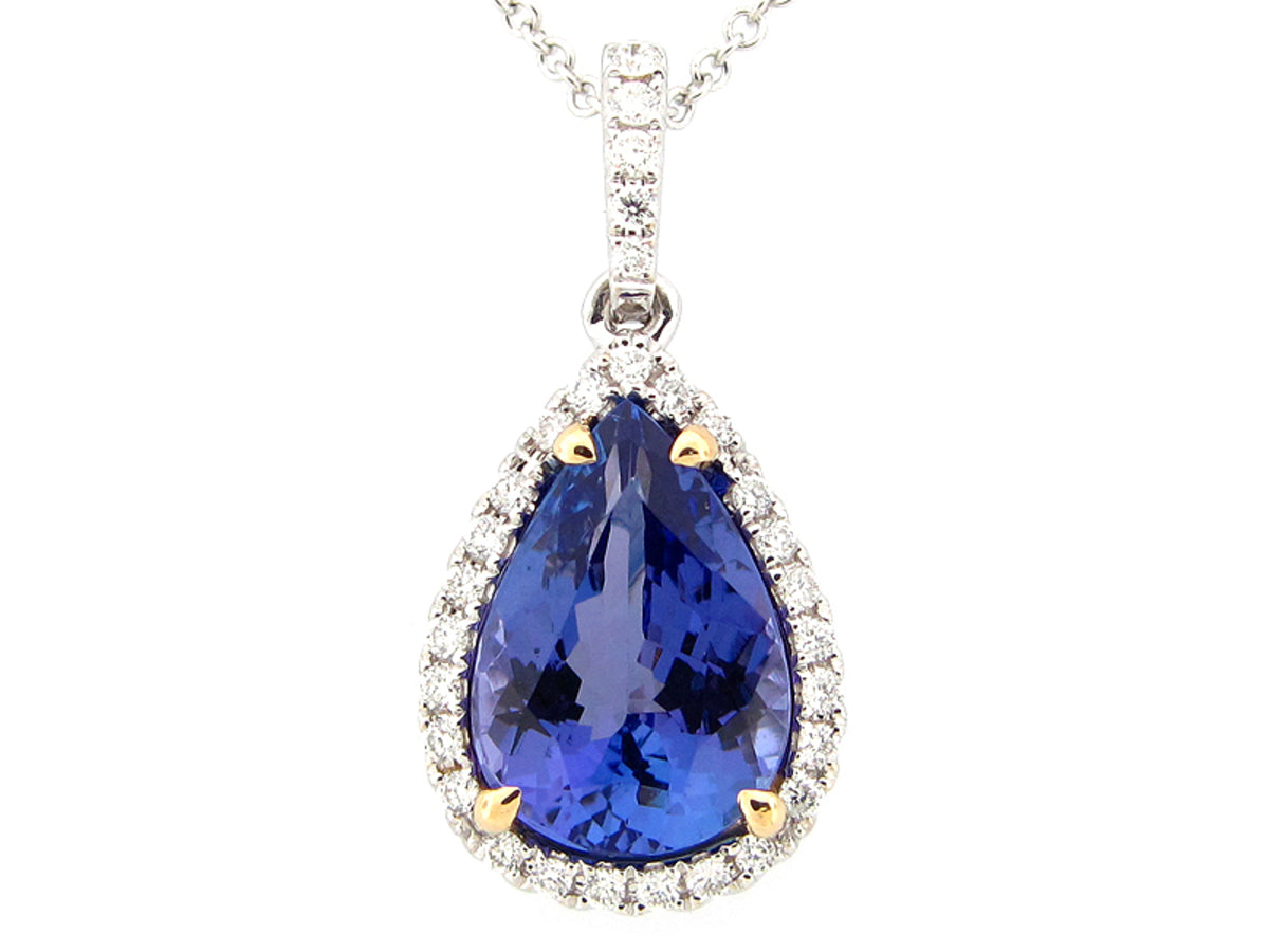 TANZANITE & DIAMOND PENDANT, 18KT (H), C=2.90
