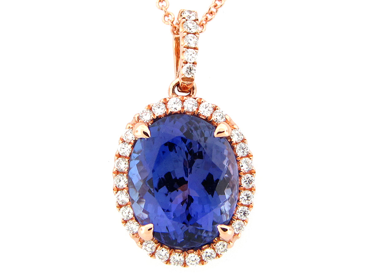 TANZANITE & DIAMOND PENDANT, 18KR (H)