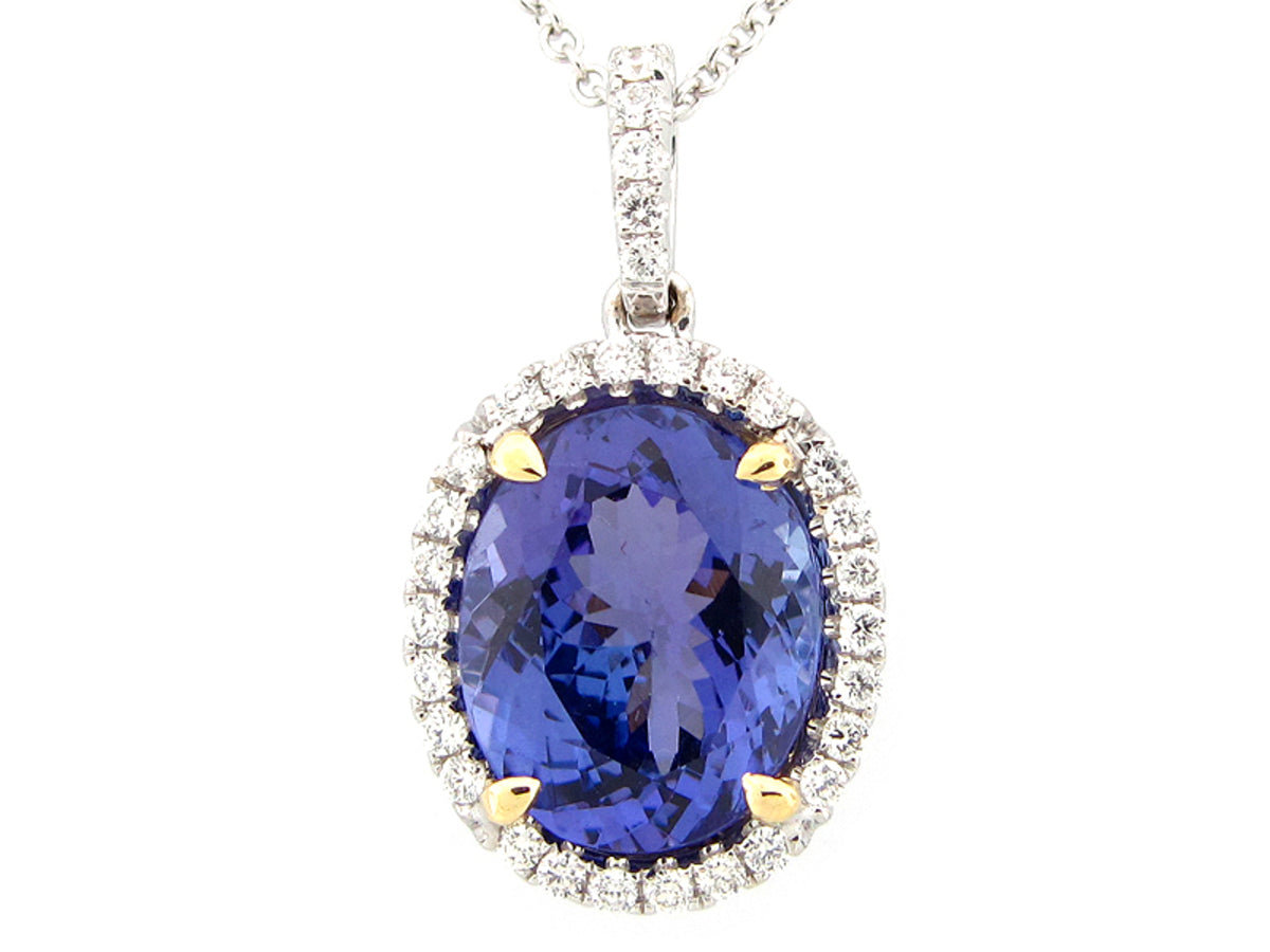 TANZANITE & DIAMOND PENDANT, 18KT (H)