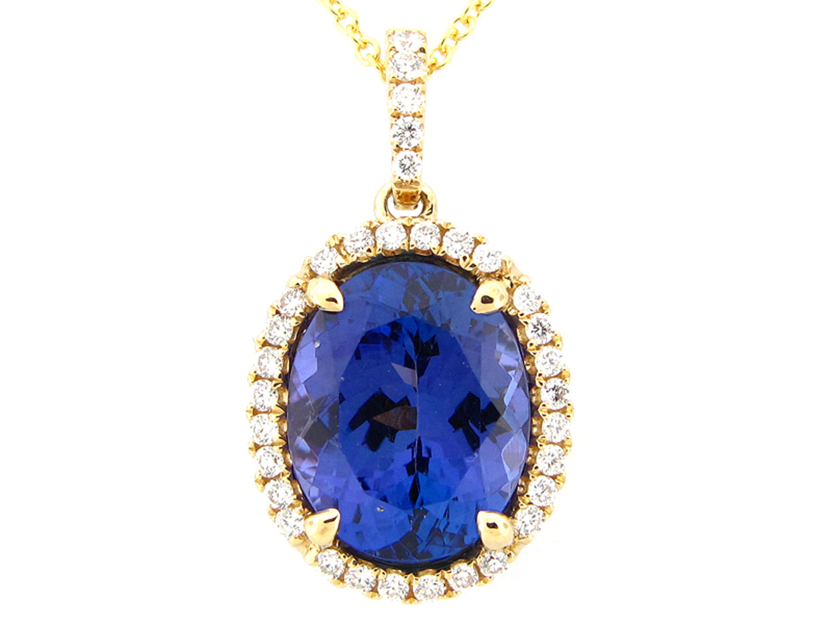 TANZANITE & DIAMOND PENDANT, 18KY (H)