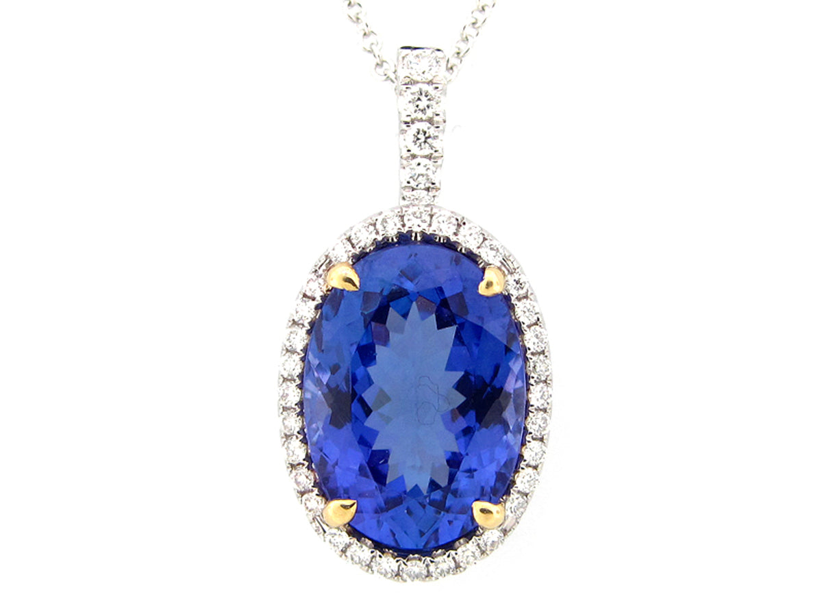 TANZANITE & DIAMOND PENDANT, 18KT (H)