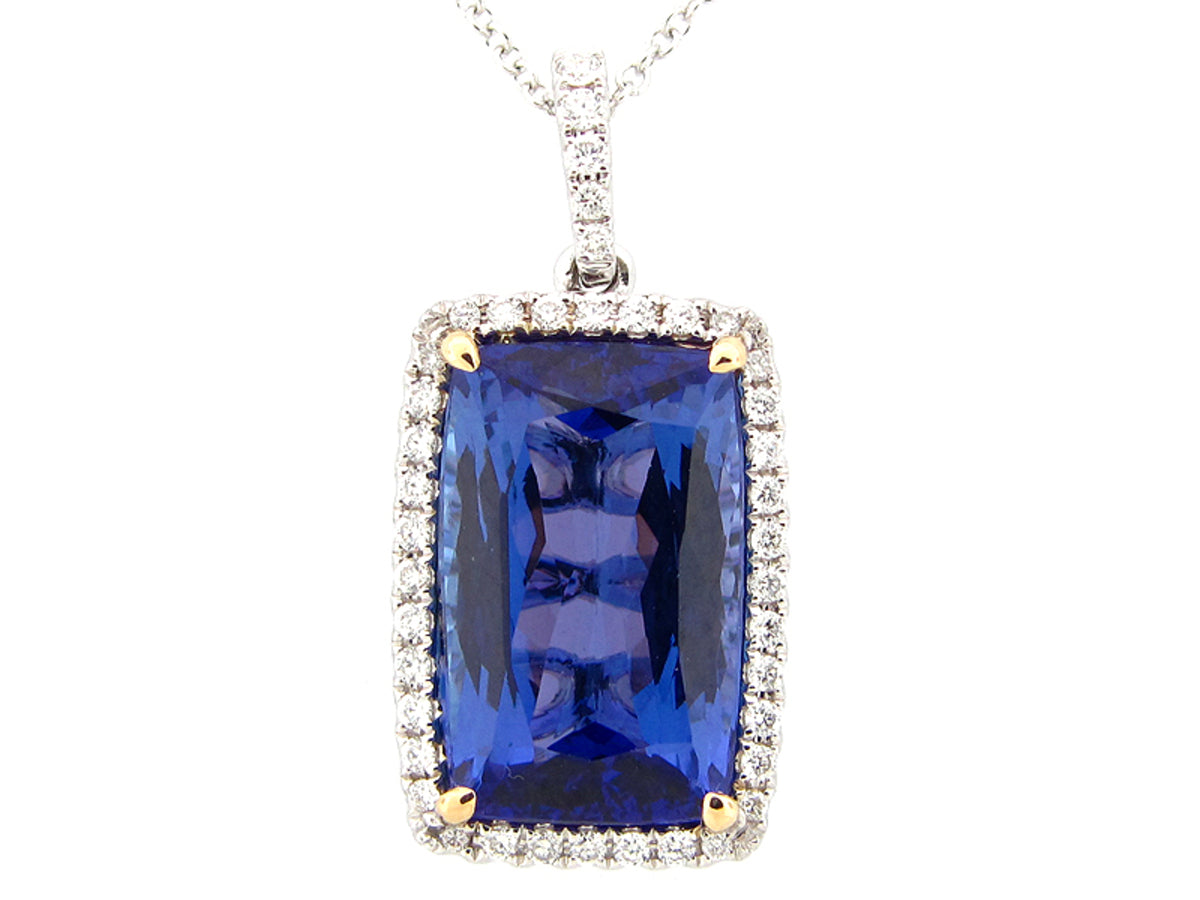 TANZANITE & DIAMOND PENDANT, 18KT (H), C=7.02