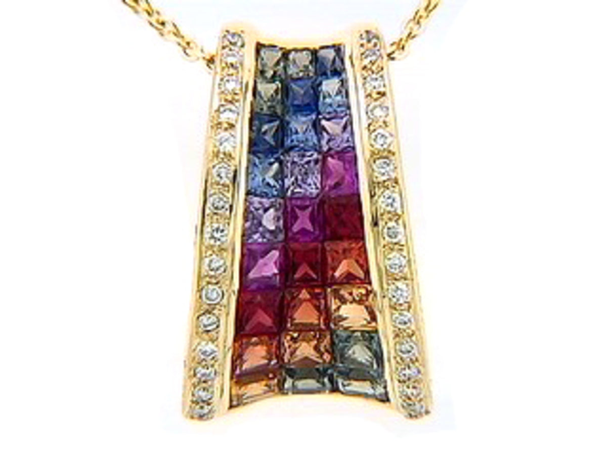 RAINBOW SAPPHIRE & DIAMOND PENDANT