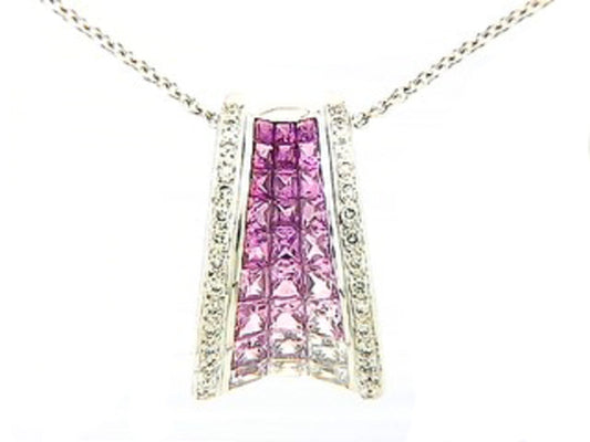 PINK SAPPHIRE & DIAMOND PENDANT, 18KW (H), C=1.82