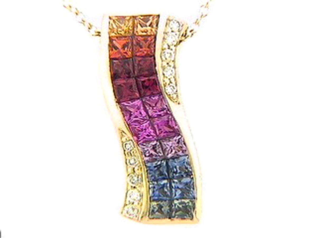 RAINBOW SAPPHIRE & DIAMOND PENDANT