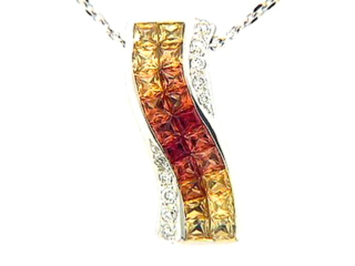 ORANGE SAPPHIRE & DIAMOND PENDANT