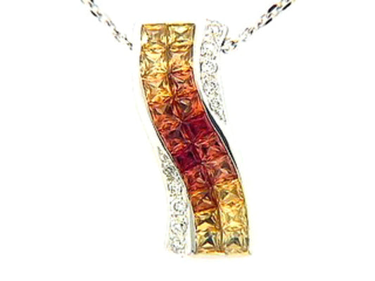 ORANGE SAPPHIRE & DIAMOND PENDANT