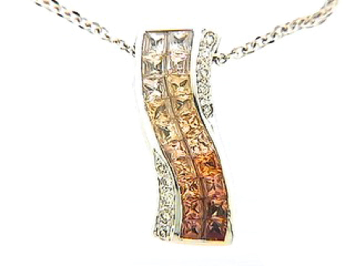 ORANGE SAPPHIRE & DIAMOND PENDANT