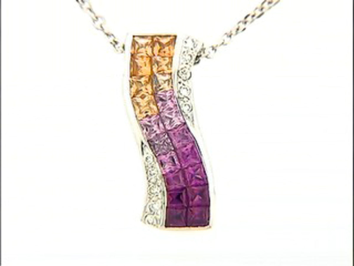 PINK, ORANGE SAPPHIRE & DIAMOND PENDANT