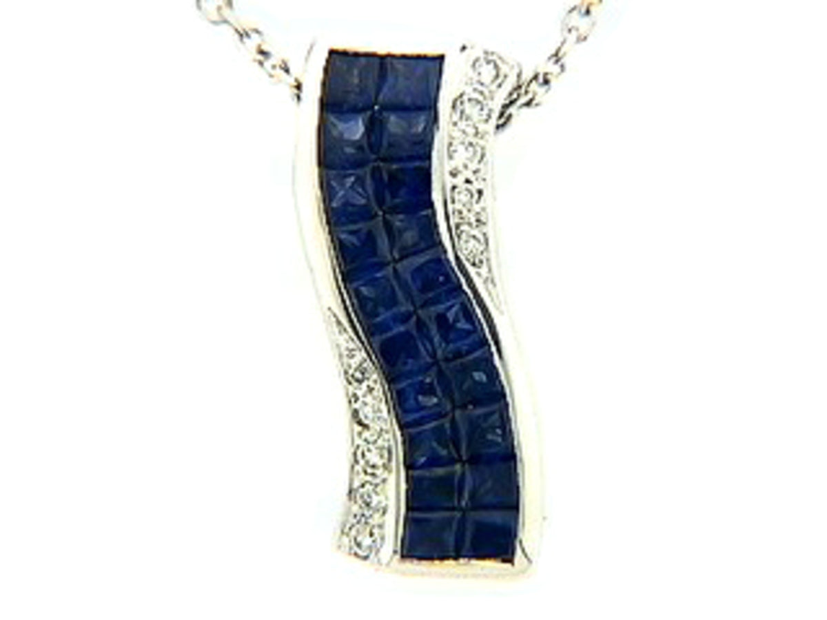 SAPPHIRE & DIAMOND PENDANT, 18KW (H), C=1.00