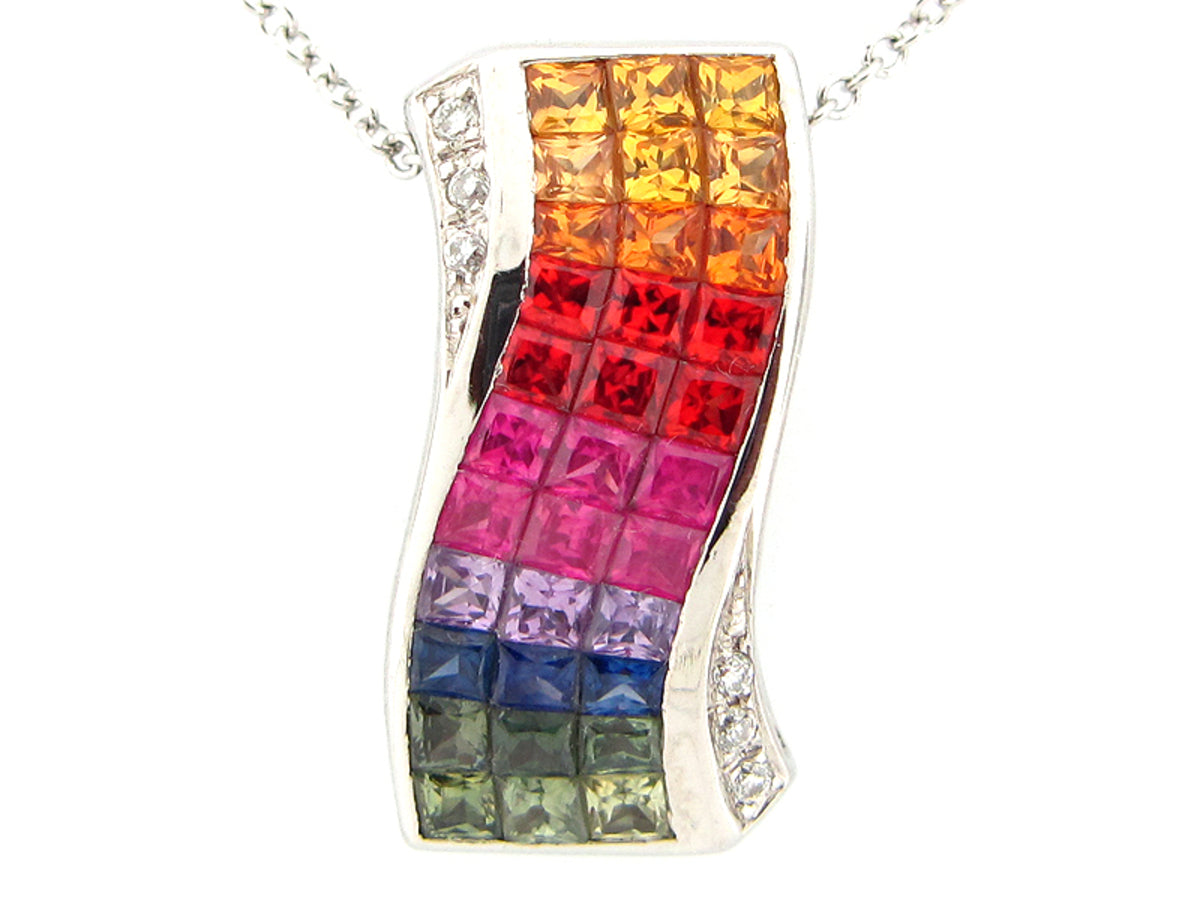 RAINBOW SAPPHIRE & DIAMOND PENDANT