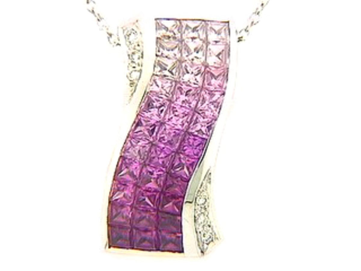 PINK SAPPHIRE & DIAMOND PENDANT, 18KW (H)