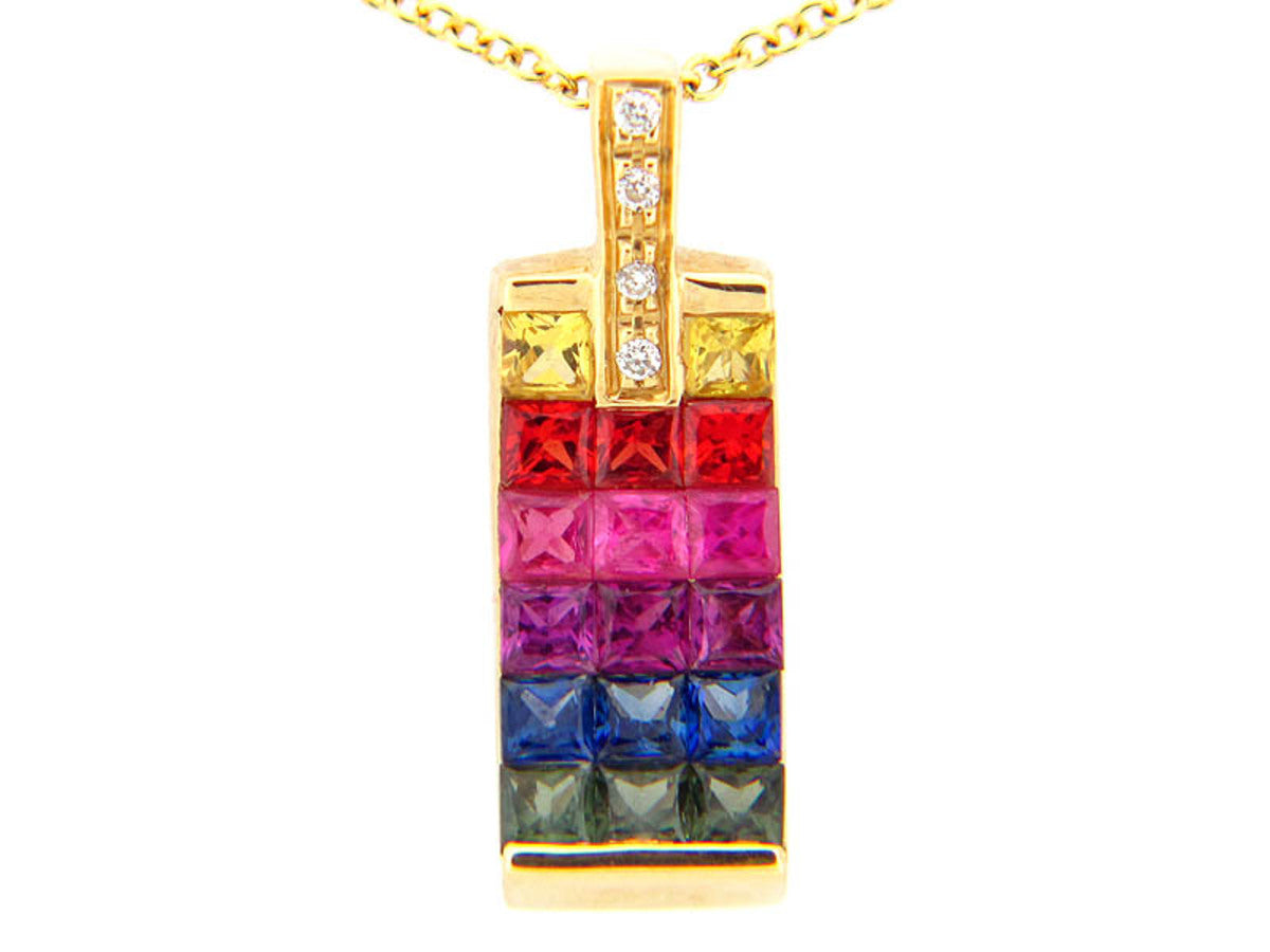 RAINBOW SAPPHIRE & DIAMOND PENDANT