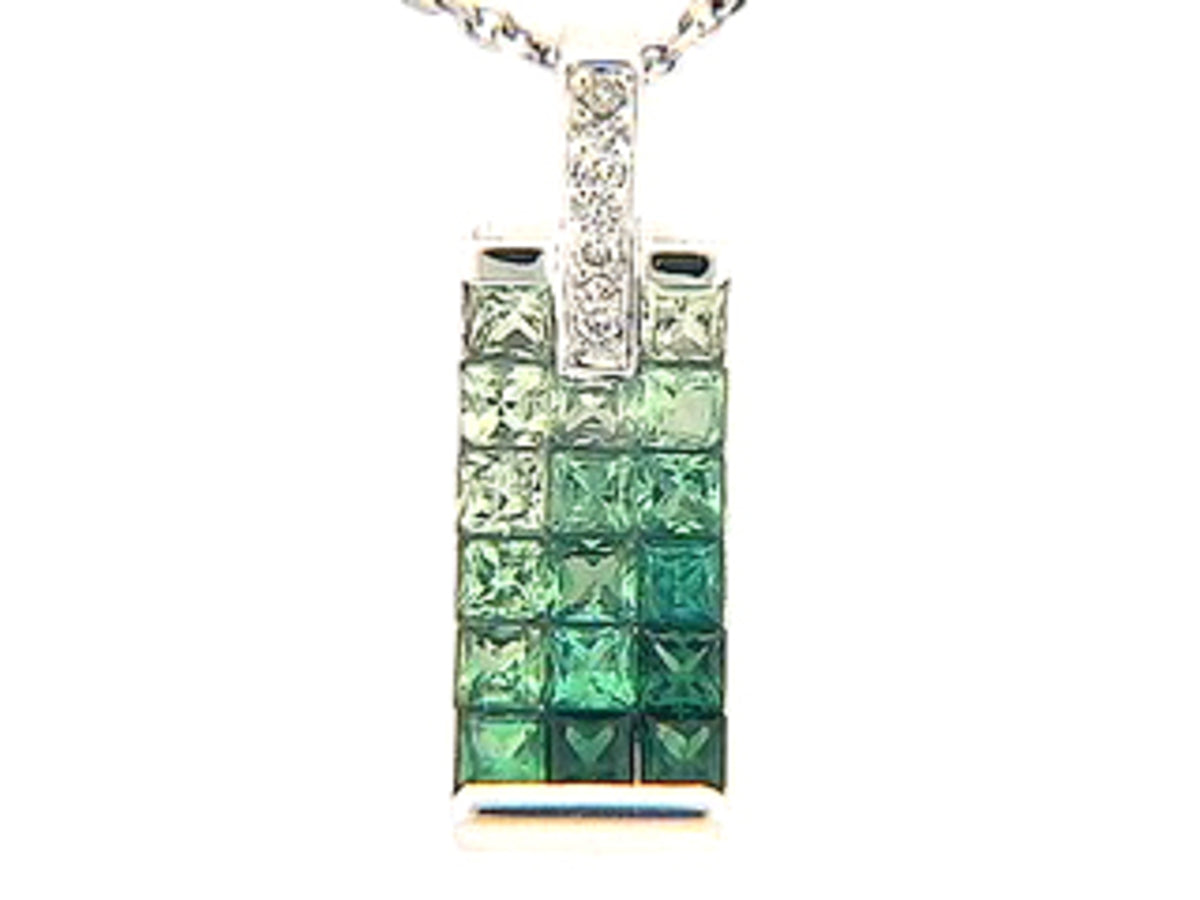 Tsavorite Diamond Pendant, 18kw (N), C=1.20