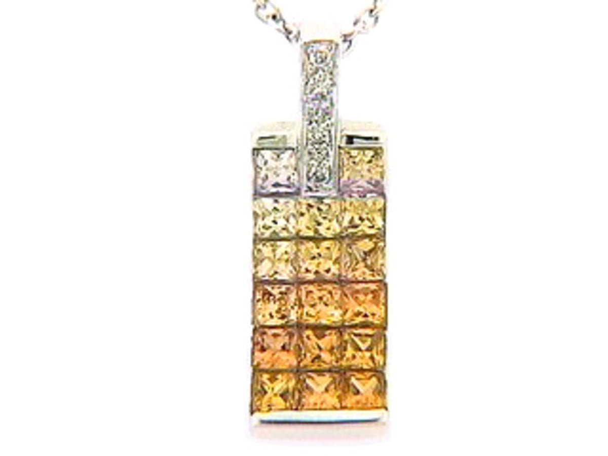 ORANGE SAPPHIRE & DIAMOND PENDANT ,18KW (H/U), C=1.20