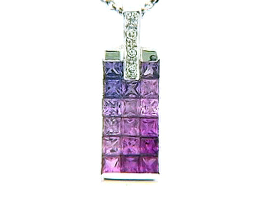 PINK, PURPLE SAPPHIRE& DIAMOND PENDANT, 18KW (H), C=1.20