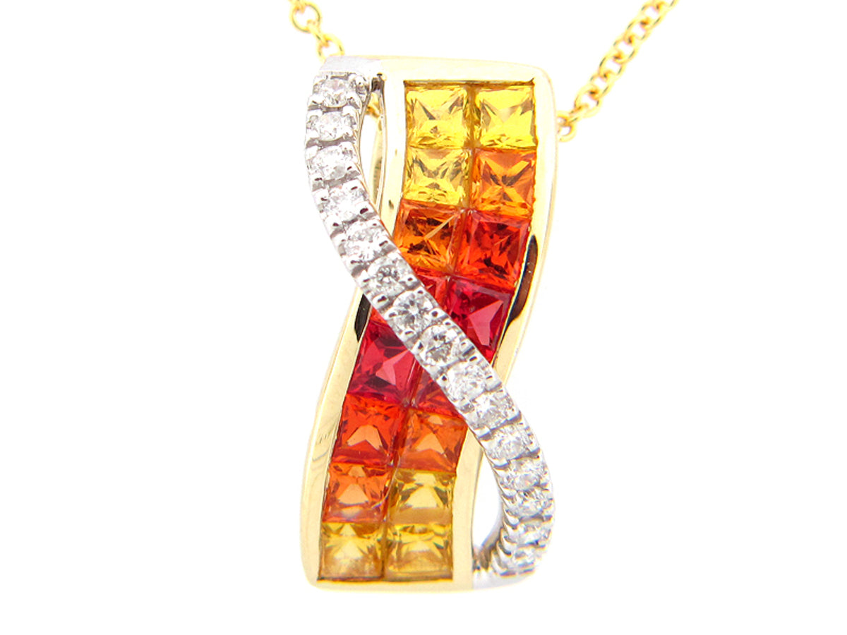 ORANGE SAPPHIRE & DIAMOND PENDANT