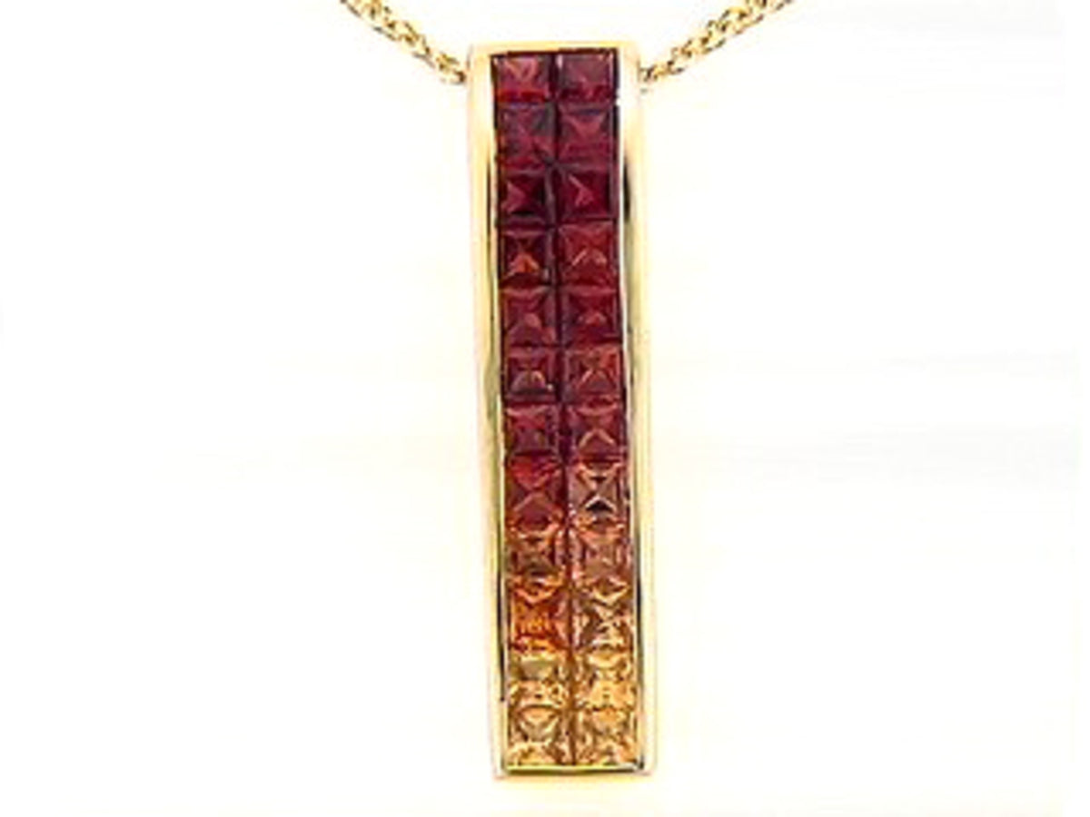 ORANGE SAPPHIRE PENDANT, 18KY (H/U)