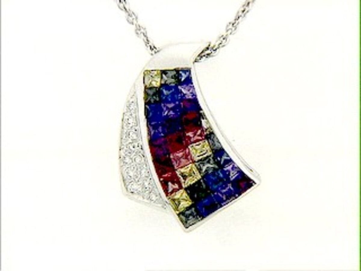 RAINBOW SAPPHIRE & DIAMOND PENDANT