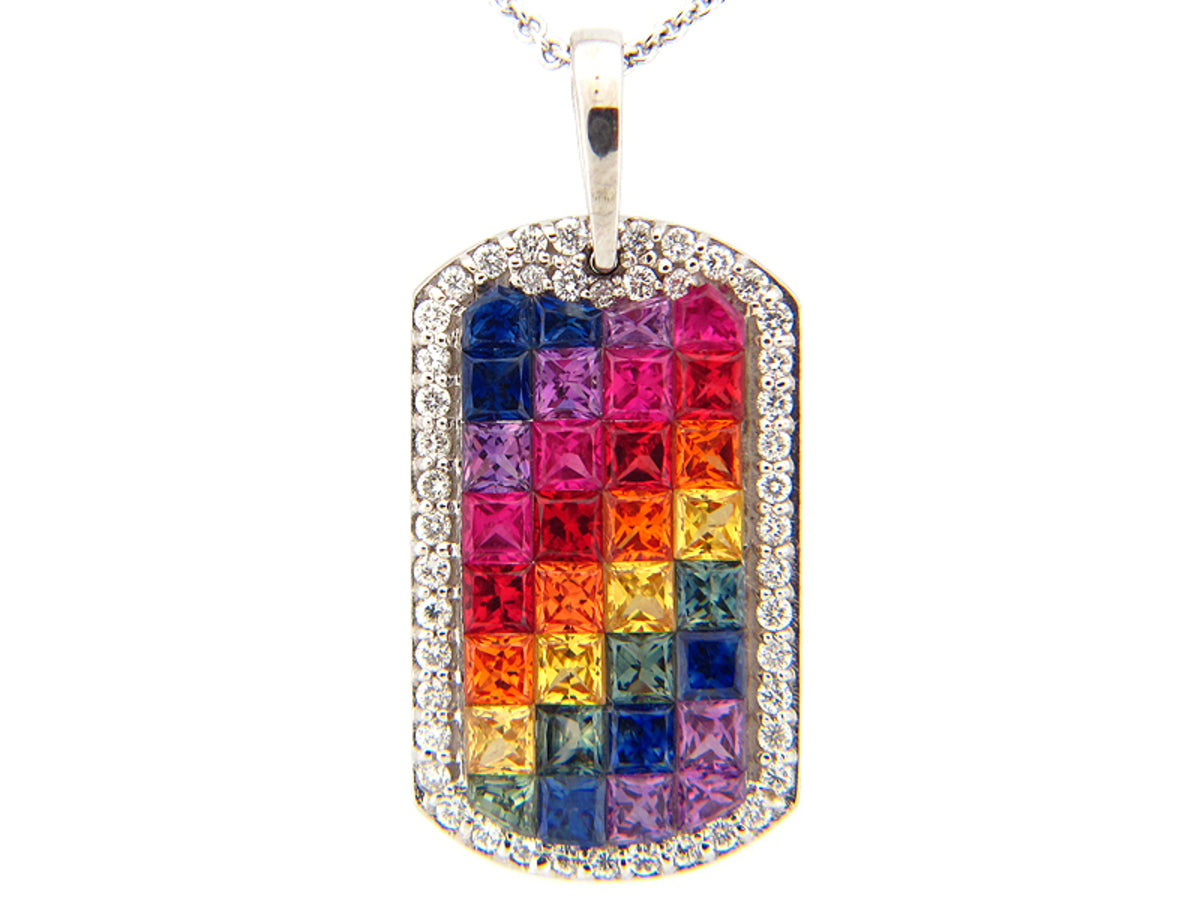 RAINBOW SAPPHIRE & DIAMOND PENDANT