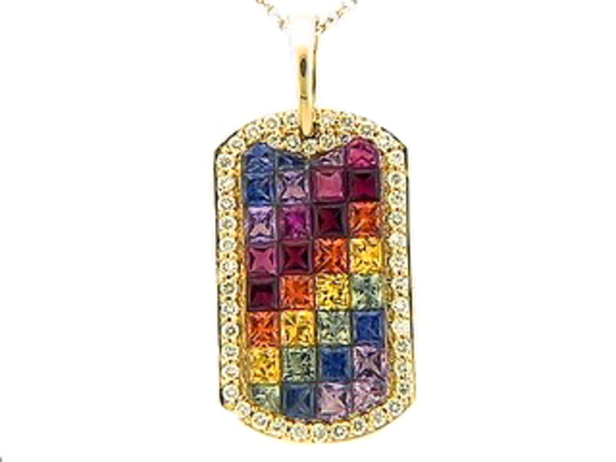 RAINBOW SAPPHIRE & DIAMOND PENDANT