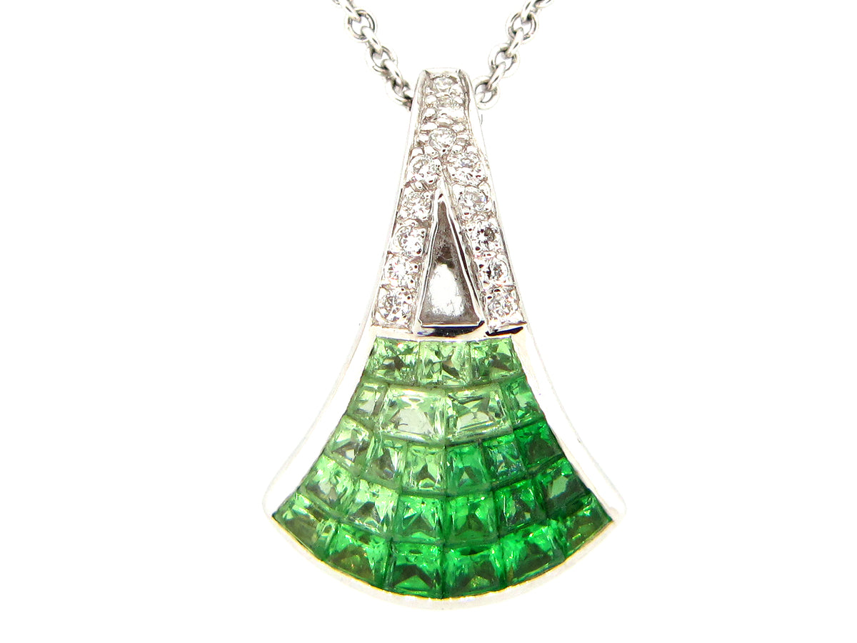 TSAVORITE & DIAMOND FAN PENDANT