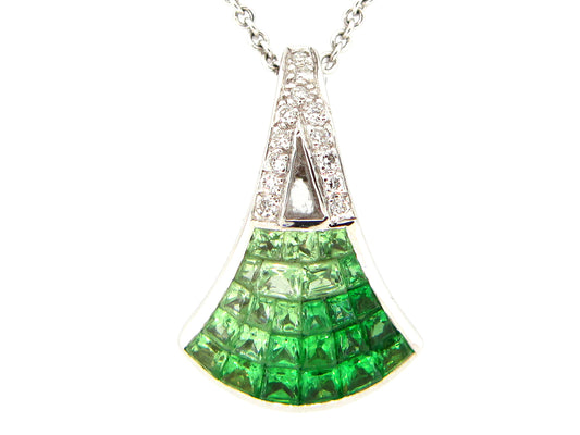 Tsavorite Diamond Fan Pendant