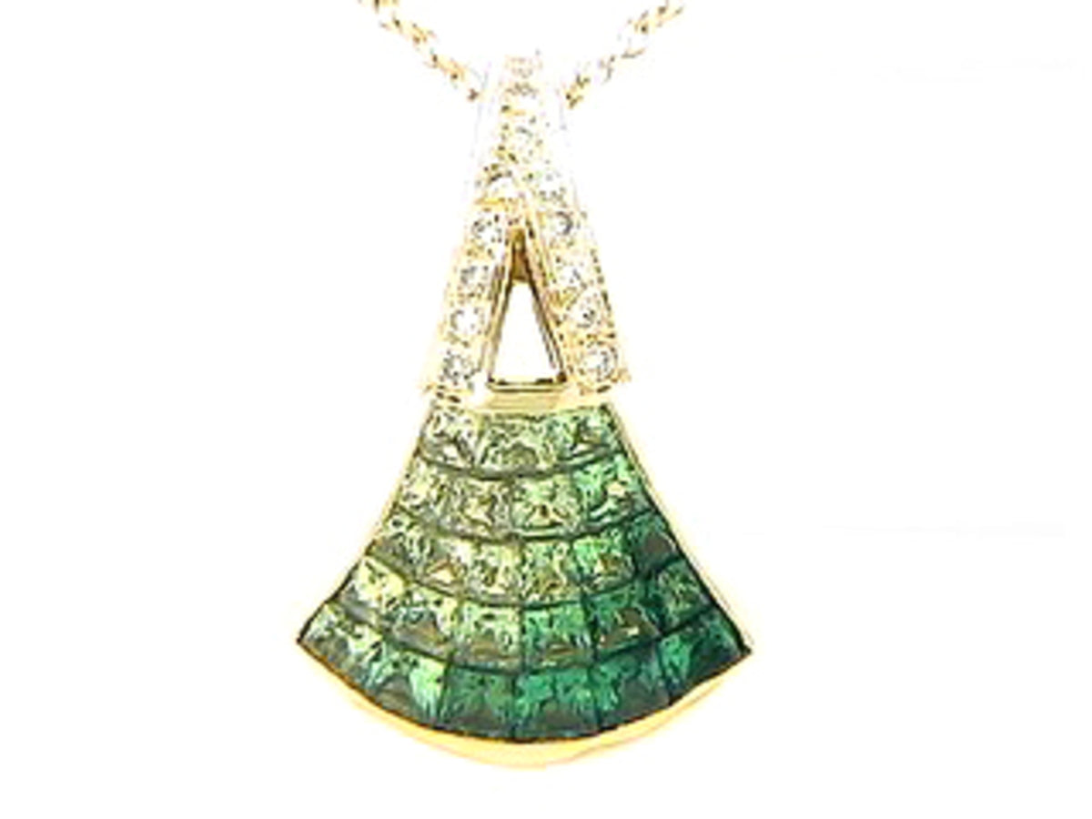 TSAVORITE & DIAMOND FAN PENDANT