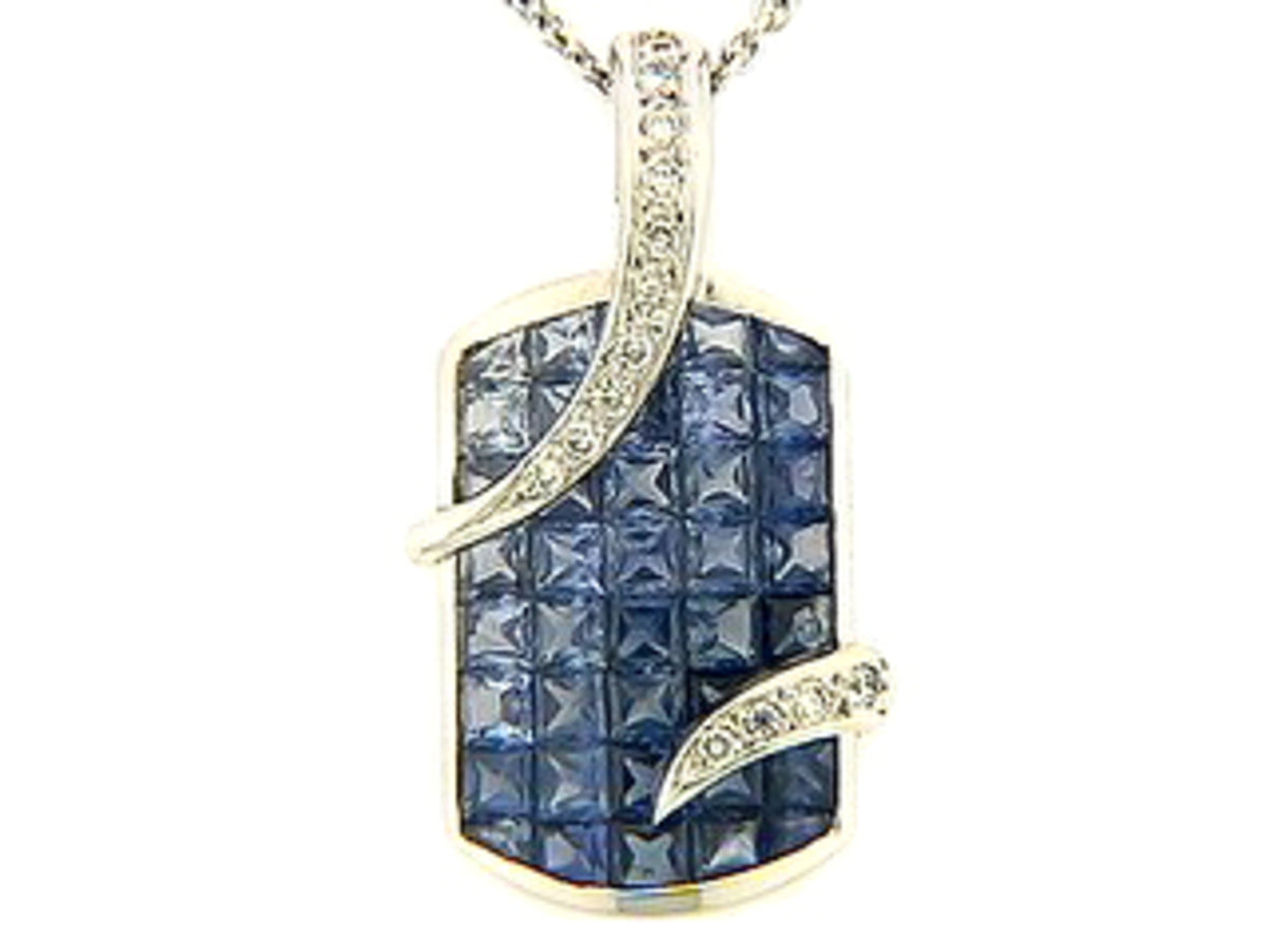 SAPPHIRE & DIAMOND PENDANT, 18KW (H) C=2.50