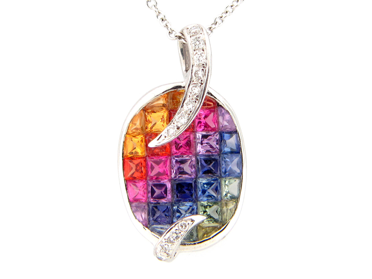RAINBOW SAPPHIRE & DIAMOND PENDANT