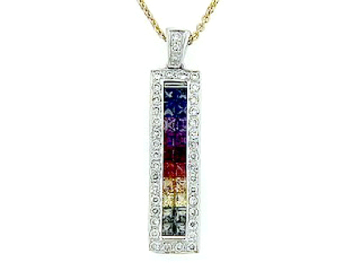 RAINBOW SAPPHIRE & DIAMOND PENDANT, 18KT (H/U), C=1.17