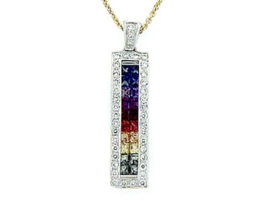 Rainbow Sapphire Diamond Pendant, 18kt (H/U), C=1.17