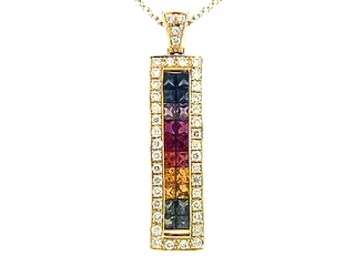 Rainbow Sapphire Diamond Pendant